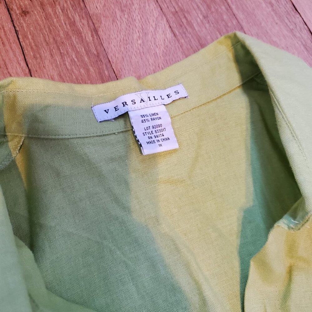 Versailles Green Linen Rayon 3/4 Sleeve Tunic Top Plus Size 1X Lagenlook - Picture 7 of 12